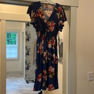 Blue and pink floral dress